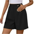thumbnail image 3 of Aueoeo Women's Casual Shorts Elastic High Waist Wide Leg Shorts Suits Formal Tailored Shorts Dressy Work Trouser Shorts with Pockets L, 3 of 3