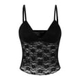 thumbnail image 4 of Lixiuxyad Camisoles For Women Women Contrast Lace Trim Crop Tank Top Sexy Vintage Spaghetti Strap Camisole Summer Streetwear(Black L), 4 of 6