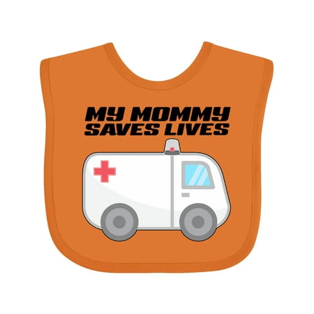 

Inktastic My Mommy Saves Lives- Ambulance Gift Baby Boy or Baby Girl Bib