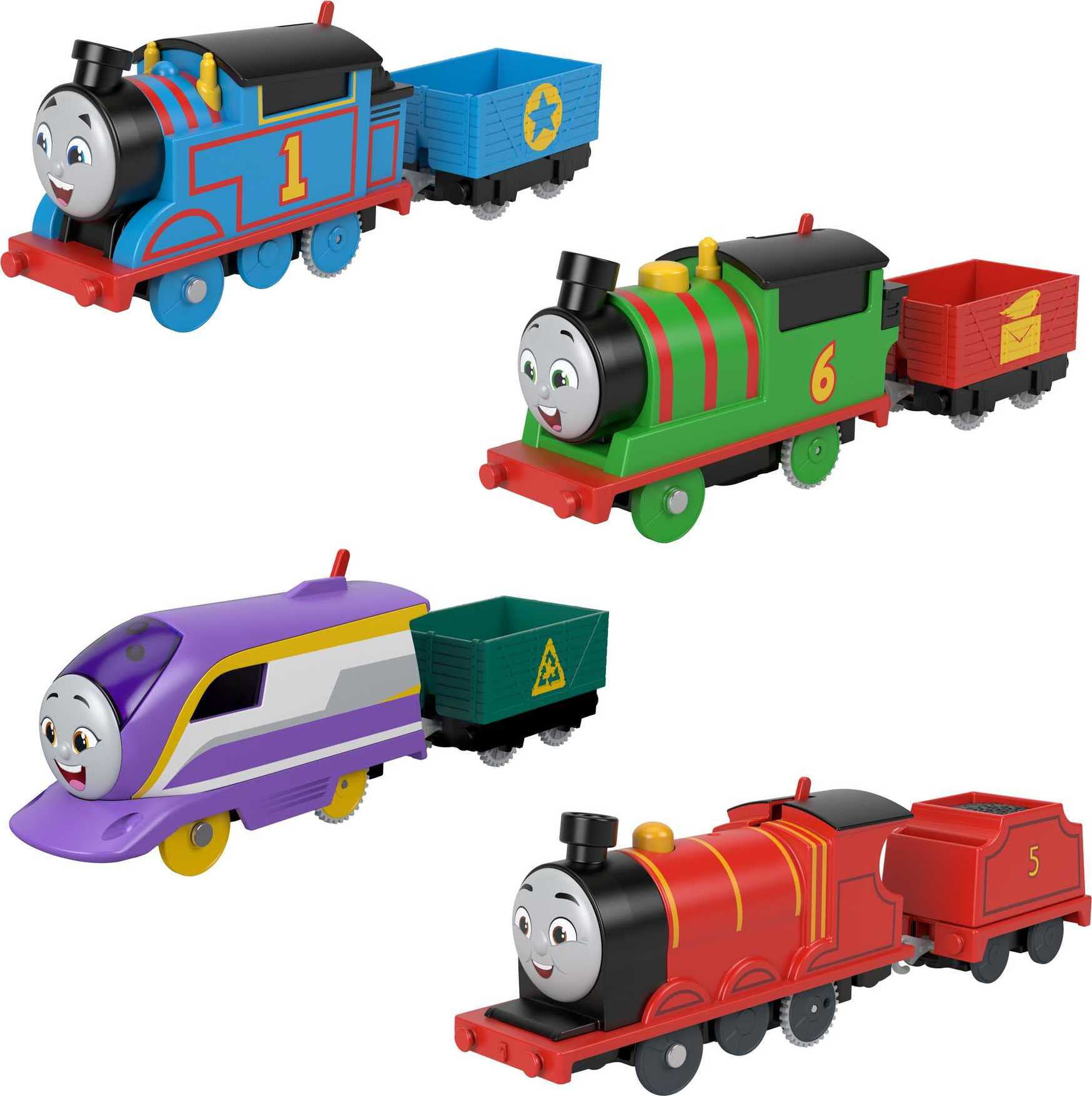 & Kana Motorized 4-Pack Train Engine Set for Preschool Kids Ages 3 and up Exclusive Nia Percy Thomas & Friends Thomas 
