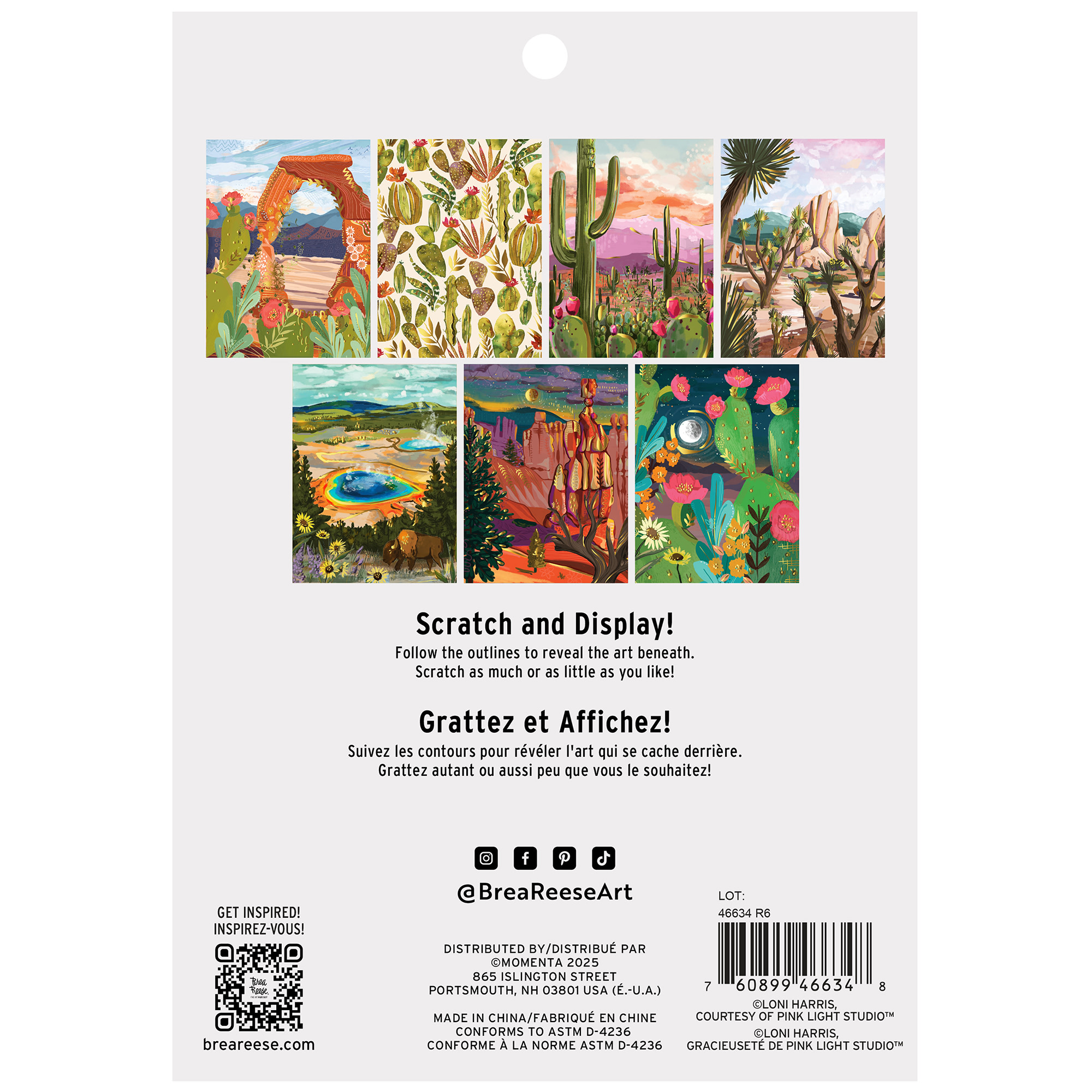 Brea Reese: Scratch Art Paper Pad - Arches & Canyons - 14 Sheets, 7 Guided Art Designs, Metallic Accents, Stylus & Brush, 6x8" Pages, DIY Adult Craft