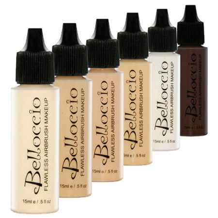 Belloccio FAIR Airbrush Makeup FOUNDATION SET Light Shade Tone Face Cosmetic (Best Affordable Airbrush Makeup System)