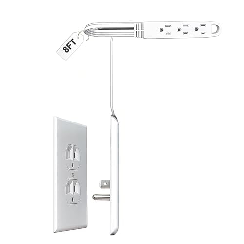 CABOCASA Regleta de alimentación con cable de extensión de enchufe plano ultrafino, 3 tomas con corrector de cubierta de salida ultrafina desmontable