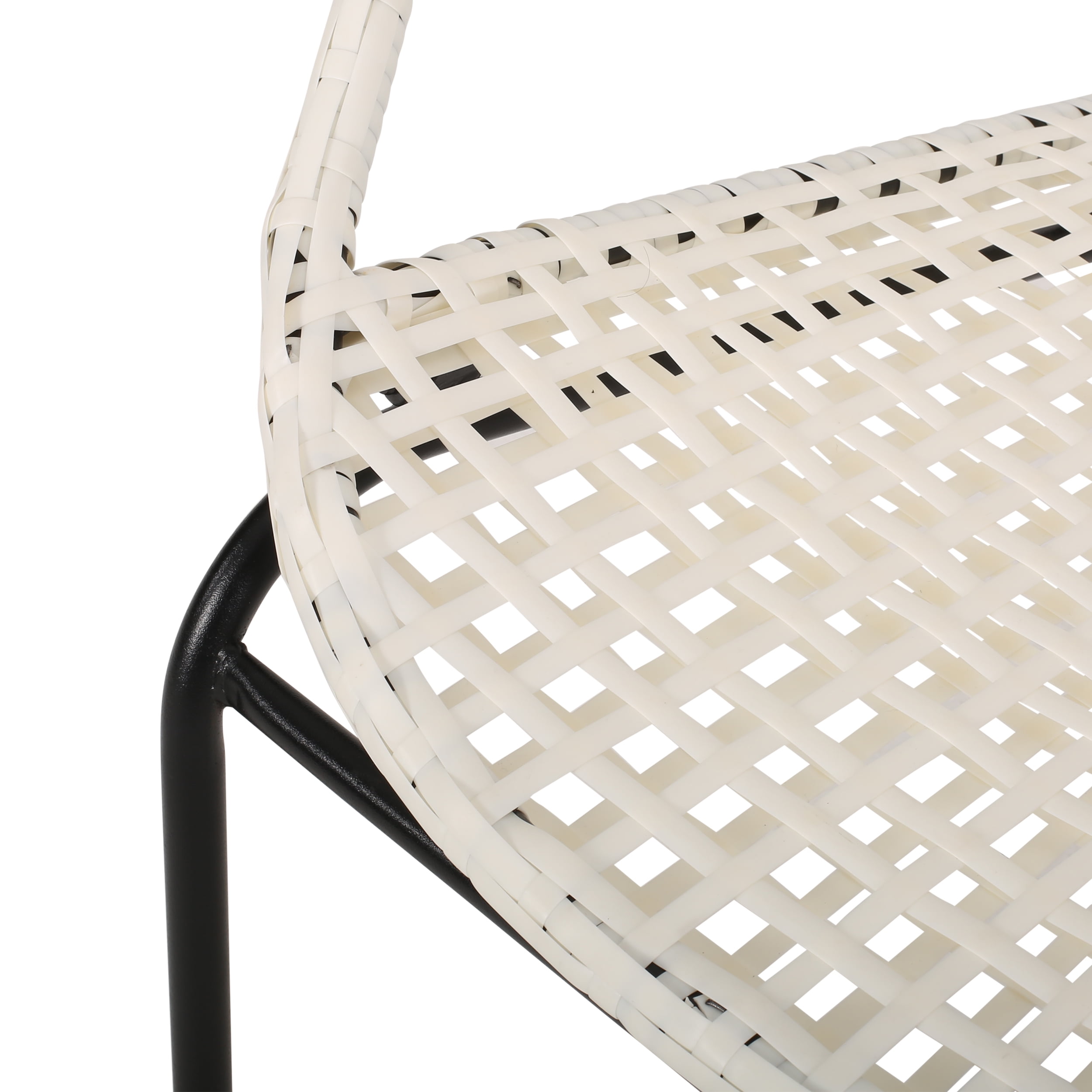 Noble House Edmundo Outdoor Modern Faux Rattan Club Chair, Set of 2, White and Black