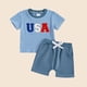 thumbnail image 4 of Conjuntos de blusas y camisas de cuello redondo y manga corta, ropa informal de verano para bebé, pantalones cortos de manga corta con letras bordadas para niño, conjunto de dos piezas, trajes de poli, 4 of 6
