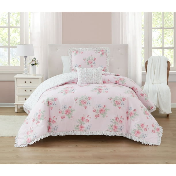 Simply Shabby Chic Misty Rose 3 Piece Soft Washed Microfiber Comforter