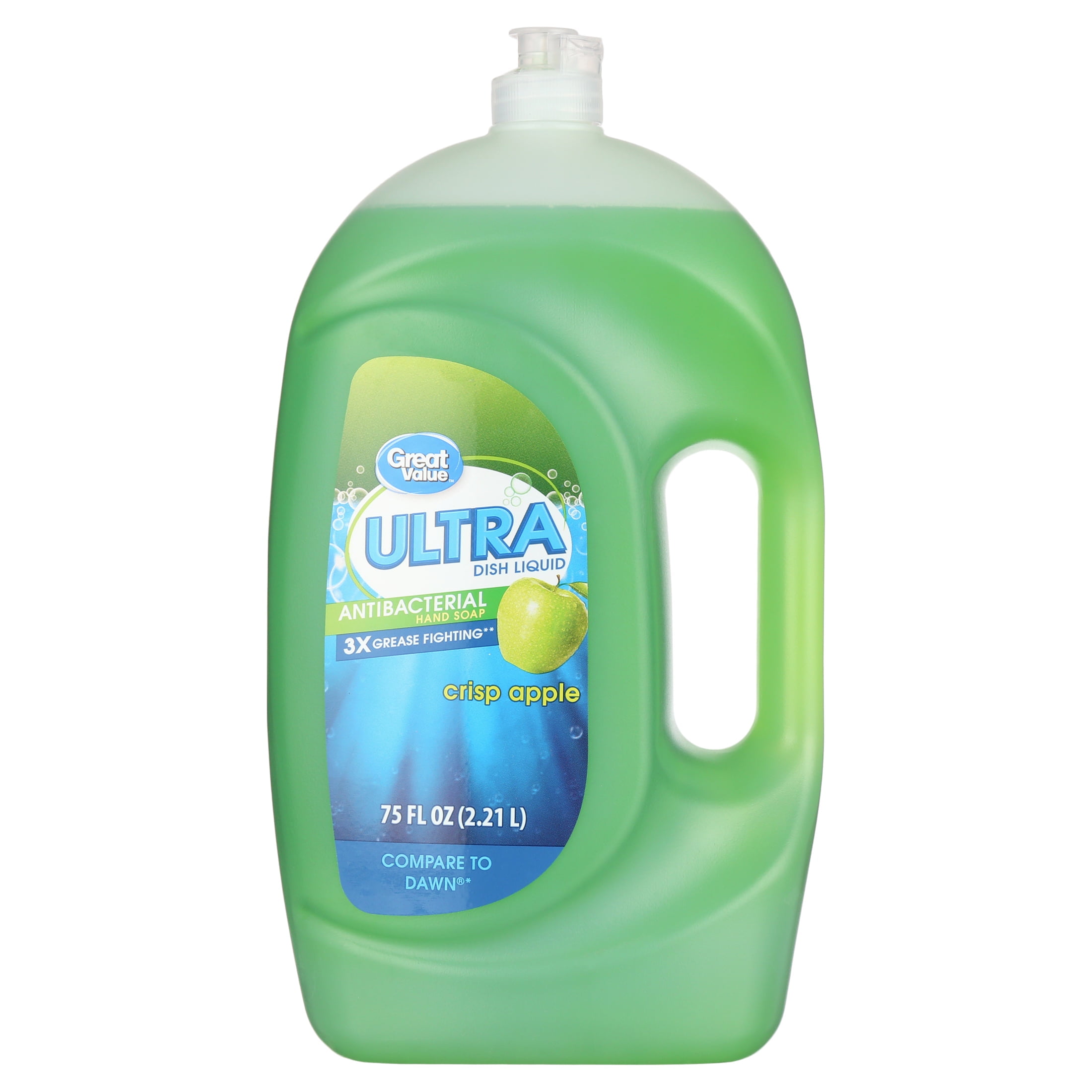 (3 pack) Great Value Crisp Apple Antibacterial Ultra Dish Liquid, 75 fl oz