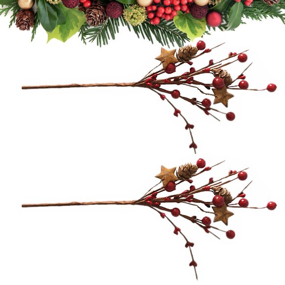 UPGRATOR 2Pcs Pine Cone Ornaments for Christmas Tree Plastic Branch Shape Home Decoration for Photographers