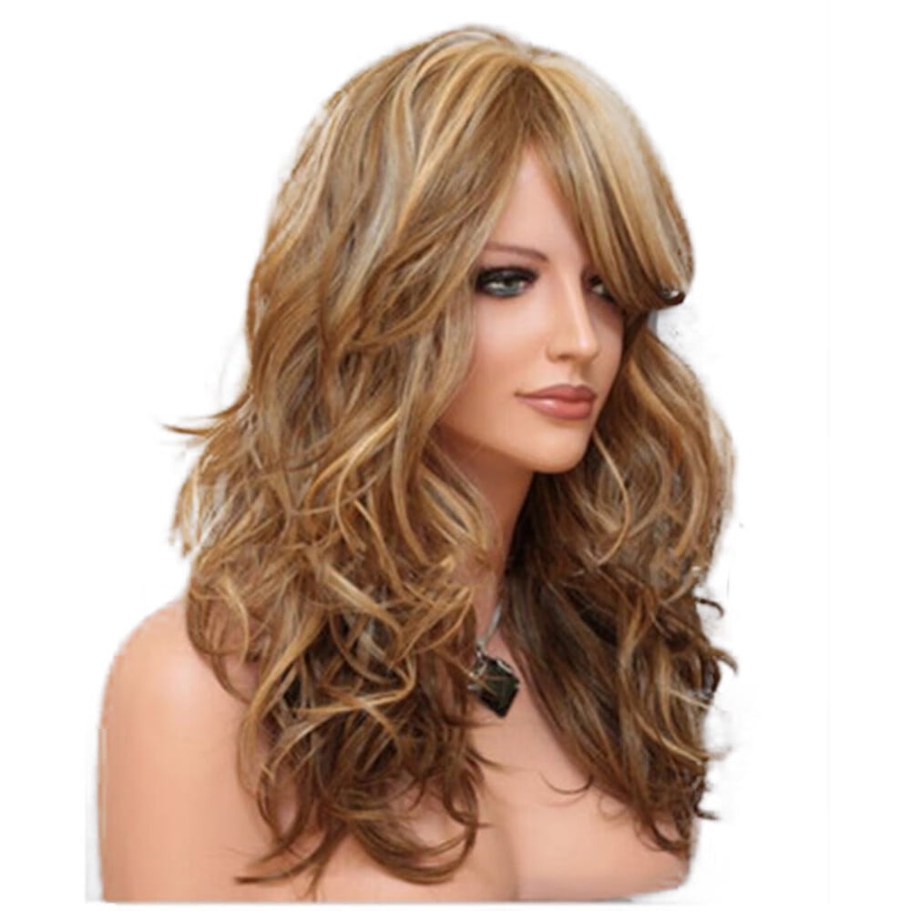 SUCS 60cm Women's Heat Resistant Hair Blonde Long Curly Full Wig