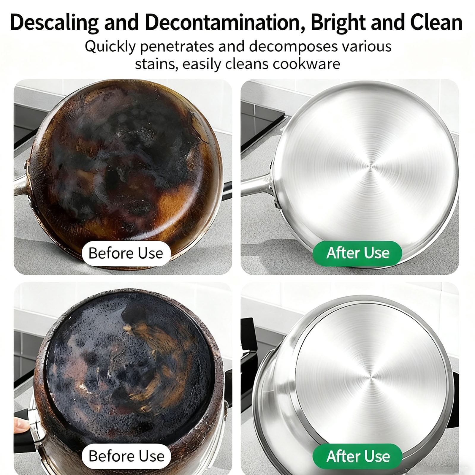 Pot Bottom Cleaner Mud Film Heavy Duty for Black Grime Burnt Stain Remover Cookware Cleaning Safe on Multiple Materials Fast-Acting
