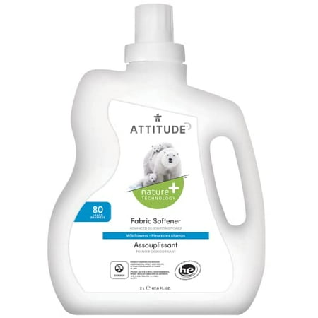 ATTITUDE Laundry Softener, with Advanced Deodorizing Power, Non-Toxic, Hypoallergenic, Wildflowers, 67.6 Fluid Ounce, 80 Loads
