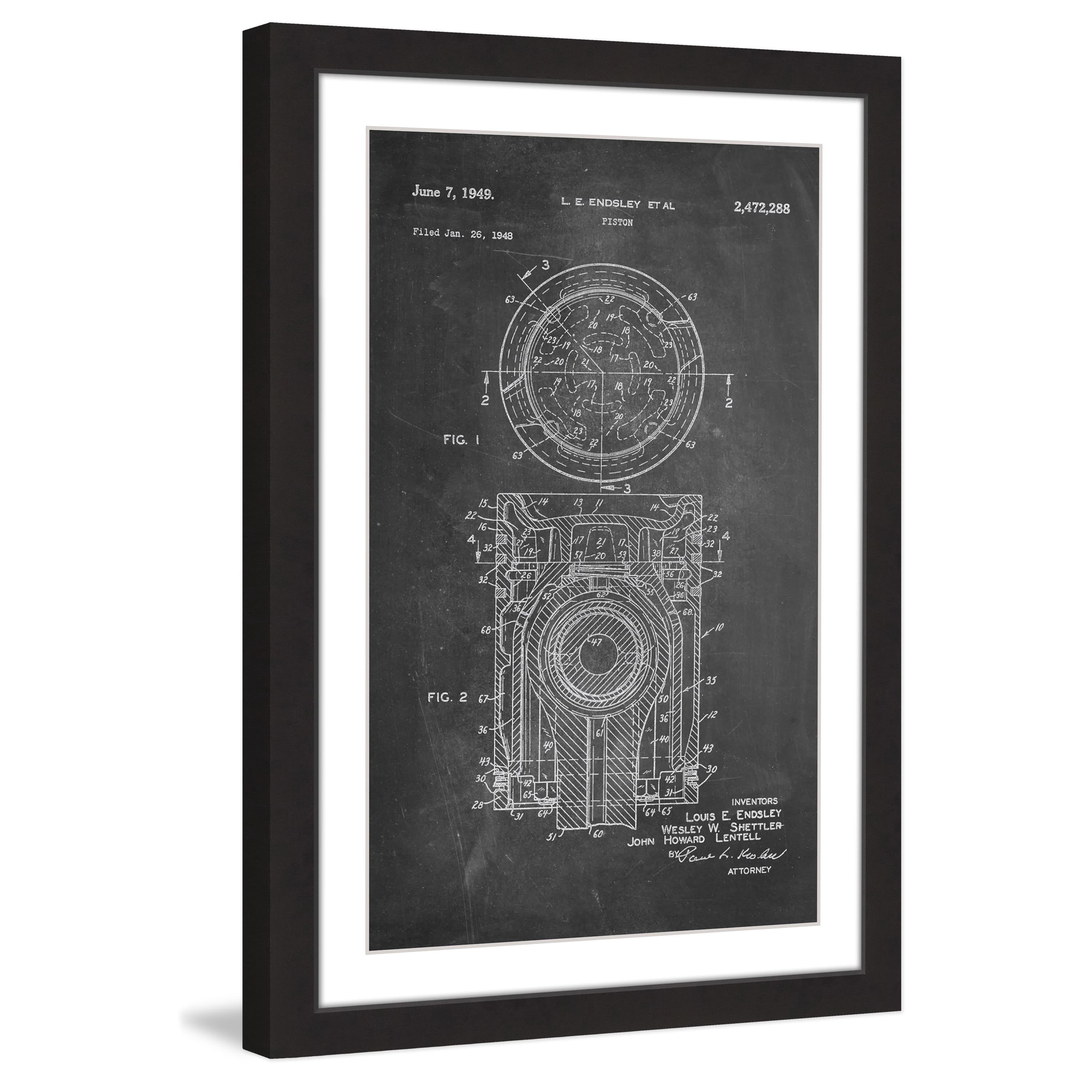 Marmont Hill - "Piston 1949 Chalk" by Steve King Framed Painting Print