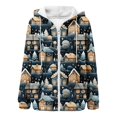 thumbnail image 4 of Tanghaowl Women's Sweatshirt New Comfortable Fashionable Color Block Christmas Printed Zipper Top Hooded Sweater with Cozy Warm Lining Yellow XL, 4 of 5