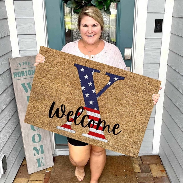 Rewenti Independence Day 4Th Of July Door Mat Patriotic Doormat Entryway Rug Welcome Independence Day Doormat Stain And Fad Patriotic Decor Welcome Outdoor Mat