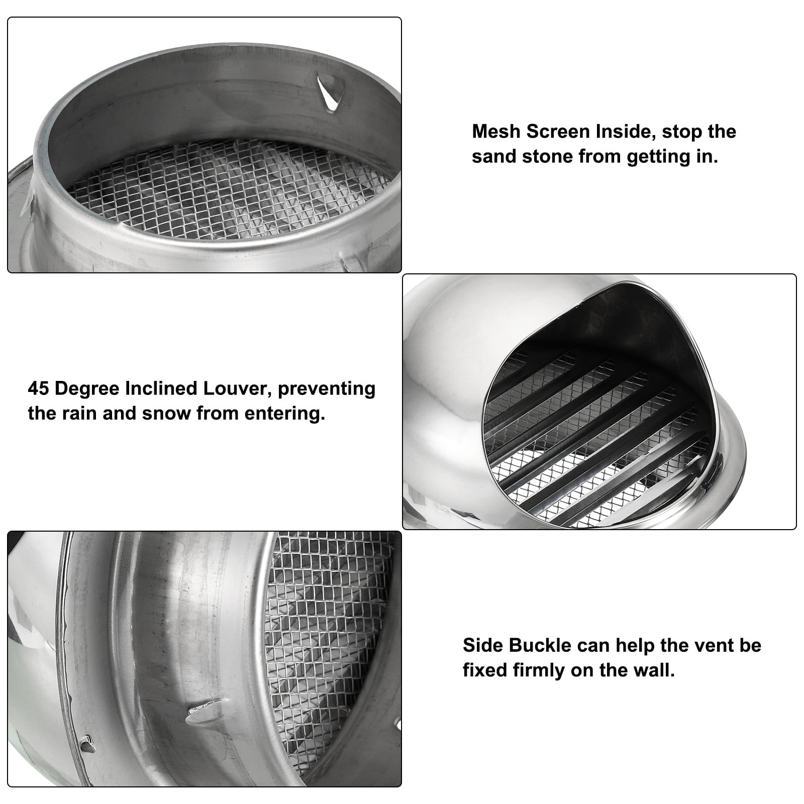 Uxcell 5" Round Soffit Air Vents, Stainless Steel Louver Grille Vent Cover Mesh Grill Hood for Kitchen Bathroom