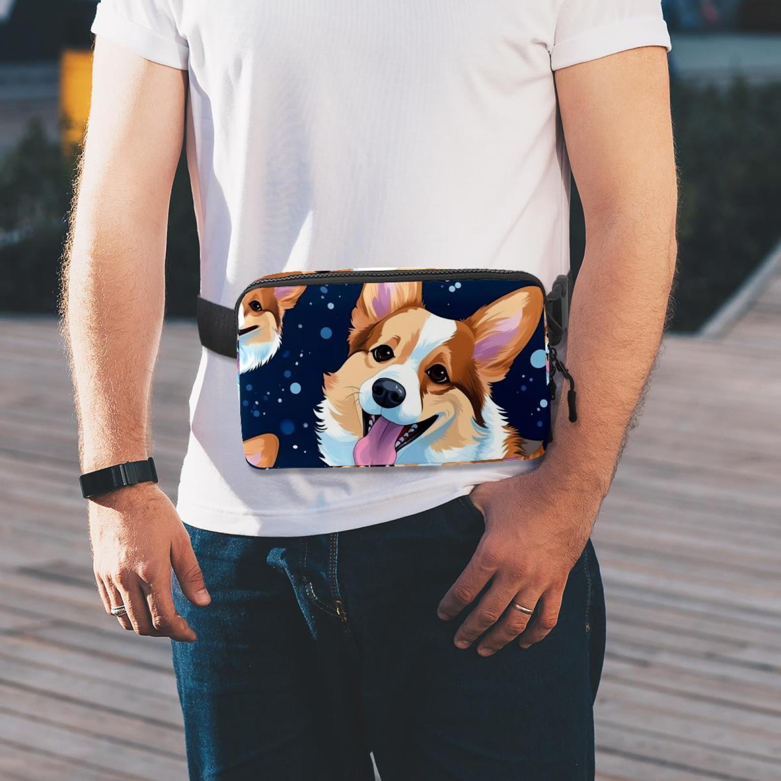Dog Versatile Lightweight Adjustable Crossbody Bag with Extension Strap - Unisex Waist Bag Fanny Pack
