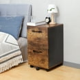 thumbnail image 2 of 2-Drawer Wood Mobile File Cabinet, 27" Deep Home Office Filing Cabinet with Removable Hanging File Rack For Letter & A4 Size Folders, 5 Casters, Rustic Brown, 2 of 7