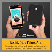 Kodak Step Mobile Instant Photo Printer 2x3 (Black), Compatible with iOS, Android & Bluetooth