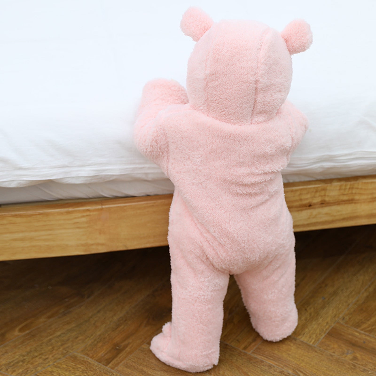 Fleece Jumpsuit Baby Girls Winter Clothes Infant Thick Plush Cute Footed Rompers Hoodies Newborn Long Sleeve Snowsuit, Pink, 6 Months