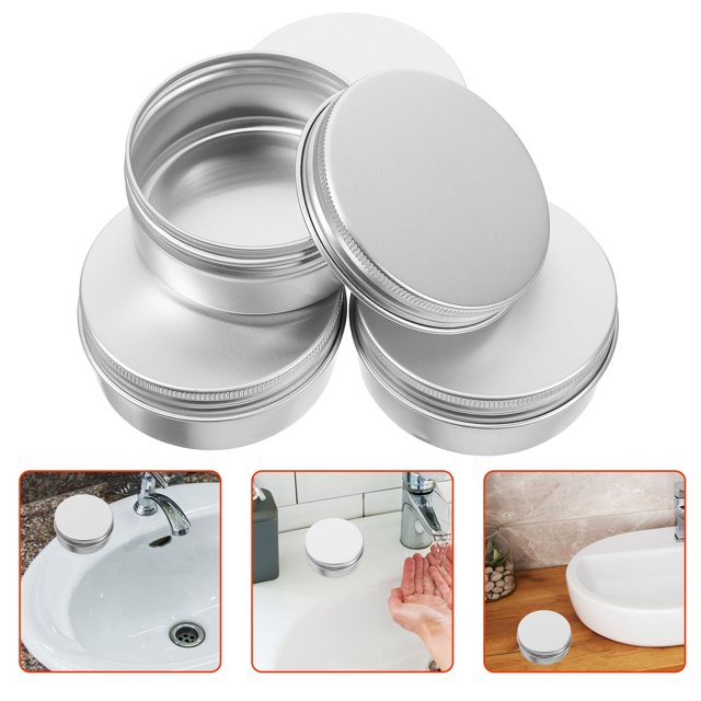 Phenofice 4Ud Redondos De Aluminio Para Almacenamiento Duradero De Cremas Maquillaje Y Pequeños Objetos