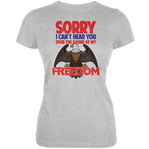 4th Of July Sound Of My Freedom Heather Grey Juniors Soft T-Shirt - Large