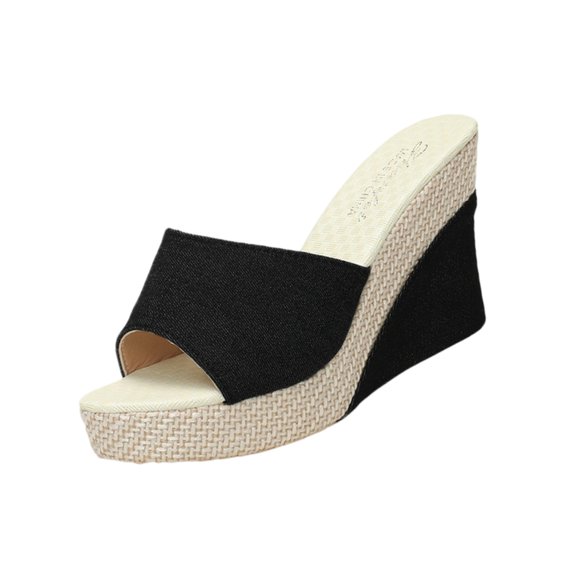 Domuza Orthopedic Sandals for Women Arch Support Flat Wedge Sandals Wide Slip on Non Slip Beach Slippers Comfortable 2026 Orthopedic Shoes Black 6.5(EU-37)
