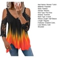 thumbnail image 7 of sunsanly Lace Half Sleeve Gradient Color Women T-shirt Cold Shoulder V-neck Summer Top, 7 of 7