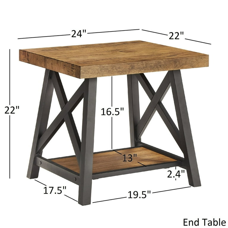 Isakson Trestle End Table 2.36 Table Top Thickness 1.97 Walmart