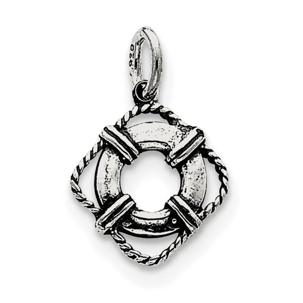 Core Silver Sterling Silver Antiqued Life Preserver Charm QC4975