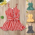 thumbnail image 2 of Gupgi 3-8 Years Little Girl Striped Romper Sleeveless Suspender Strap Ruffle Jumpsuits, 2 of 8