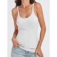thumbnail image 4 of ANRABESS Women's Spaghetti Strap Ribbed Tank Top Sleeveless Camisole Tops Slim Fitted Scoop Neck Going Out Tops Basic Layering Shirts Summer Outfits White S, 4 of 12
