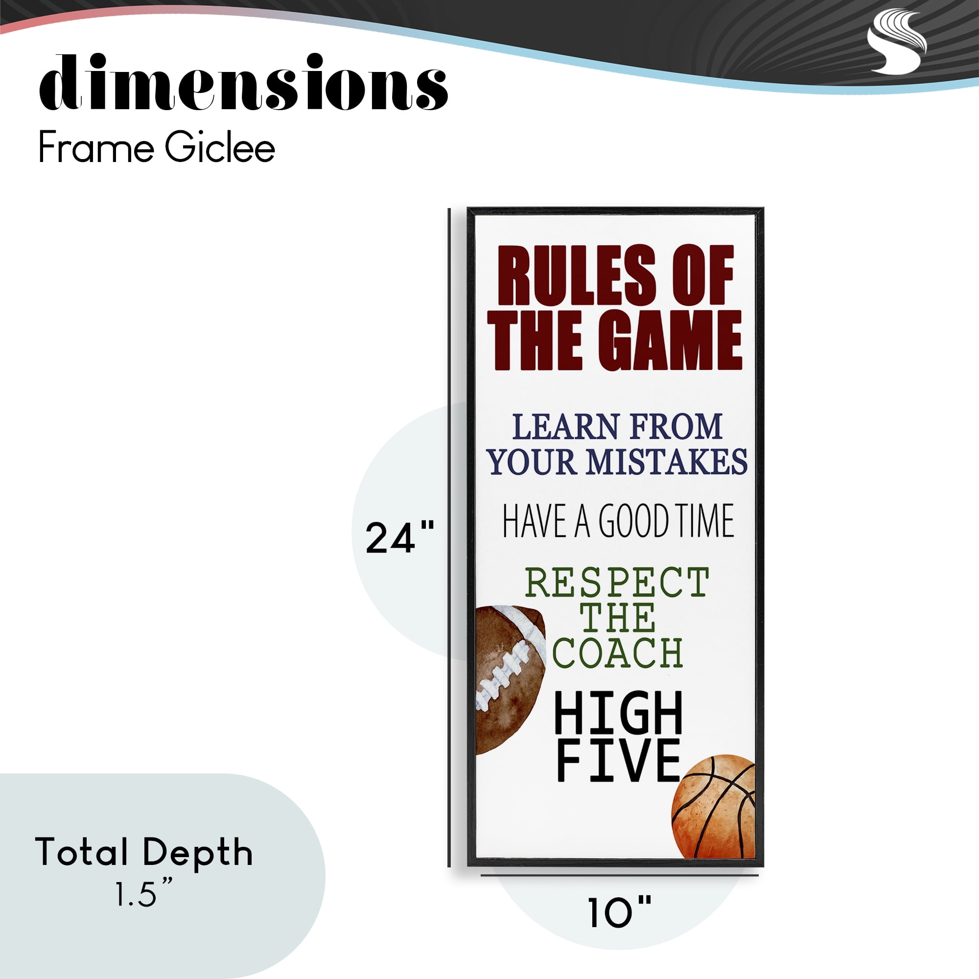 Motivational Rules Of The Game Black Framed Giclee Art, design by Kim Allen