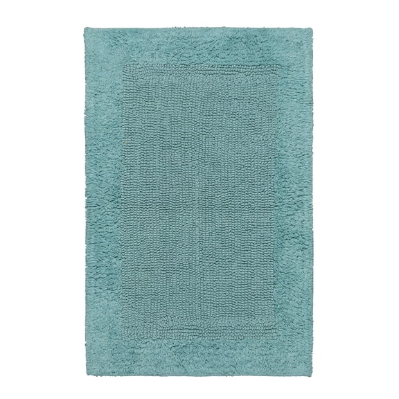 Savi Home 100% Cotton Bath Mat Rug 17x24 – Soft Plush & Highly Absorbent, Reversible Bathroom Step-Out Mat for Shower & Tub, Heavy Weight – Aqua Green