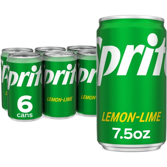 Sprite Lemon Lime Mini Soda Pop Soft Drink, 7.5 fl oz, 6 Pack Cans