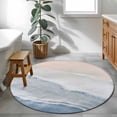 thumbnail image 3 of Round Rugs 3Ft, Navy Blue Coastal Wave Round Area Rug Washable Indoor Throw Carpet, Summer Modern Ocean Beach Small Non Slip Circle Rug for Bedroom Living Room Home Decor Aesthetic, 3 of 8