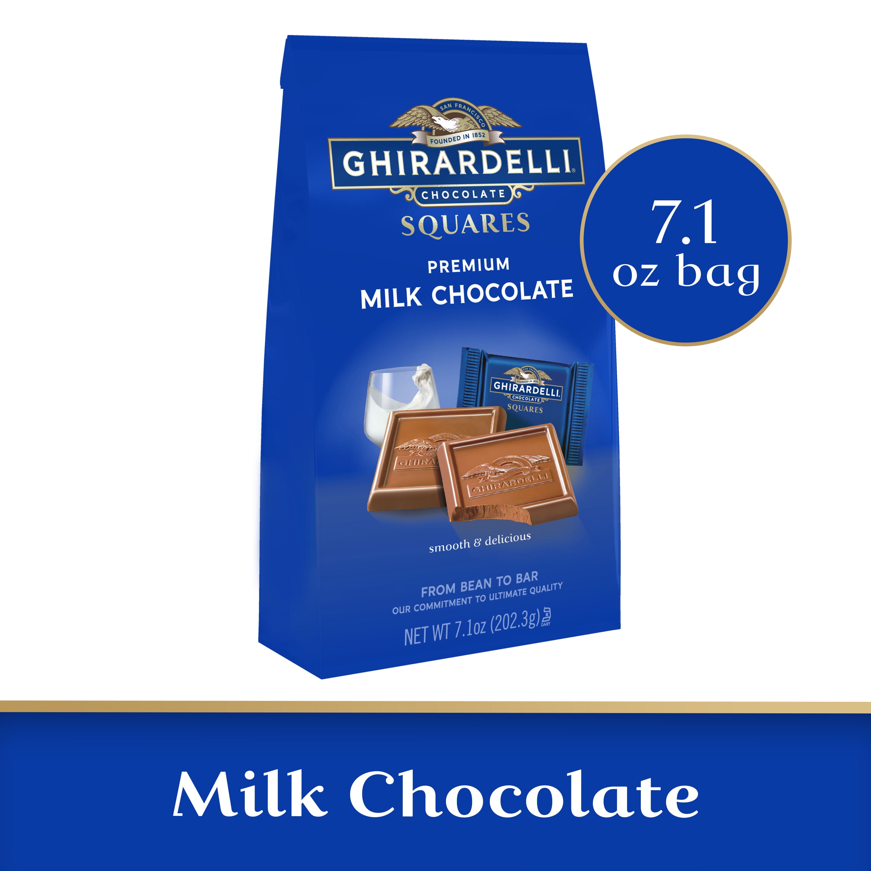 Ghirardelli Premium Milk Chocolate Squares, 7.1 oz Bag