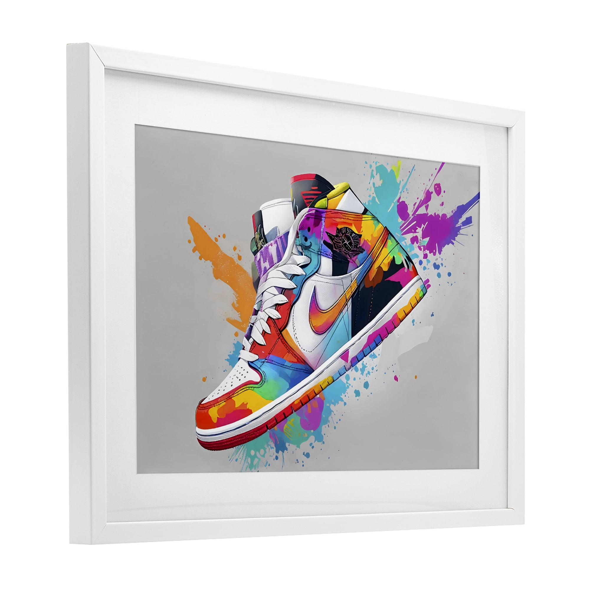 Stupell Industries Hightop Sneaker with Splatter White Framed Print Under Glass, design by Creative Studio