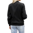 thumbnail image 5 of Nlife Women Contrast Color Stand Collar Zip Up Long Sleeve Bomber Jacket, 5 of 7