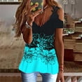thumbnail image 1 of Camiseta de gran tamaño con estampado Floral para mujer, blusa Sexy de encaje de manga corta con hombros descubiertos y cuello en V, ropa holgada informal para mujer 2022, 1 of 5