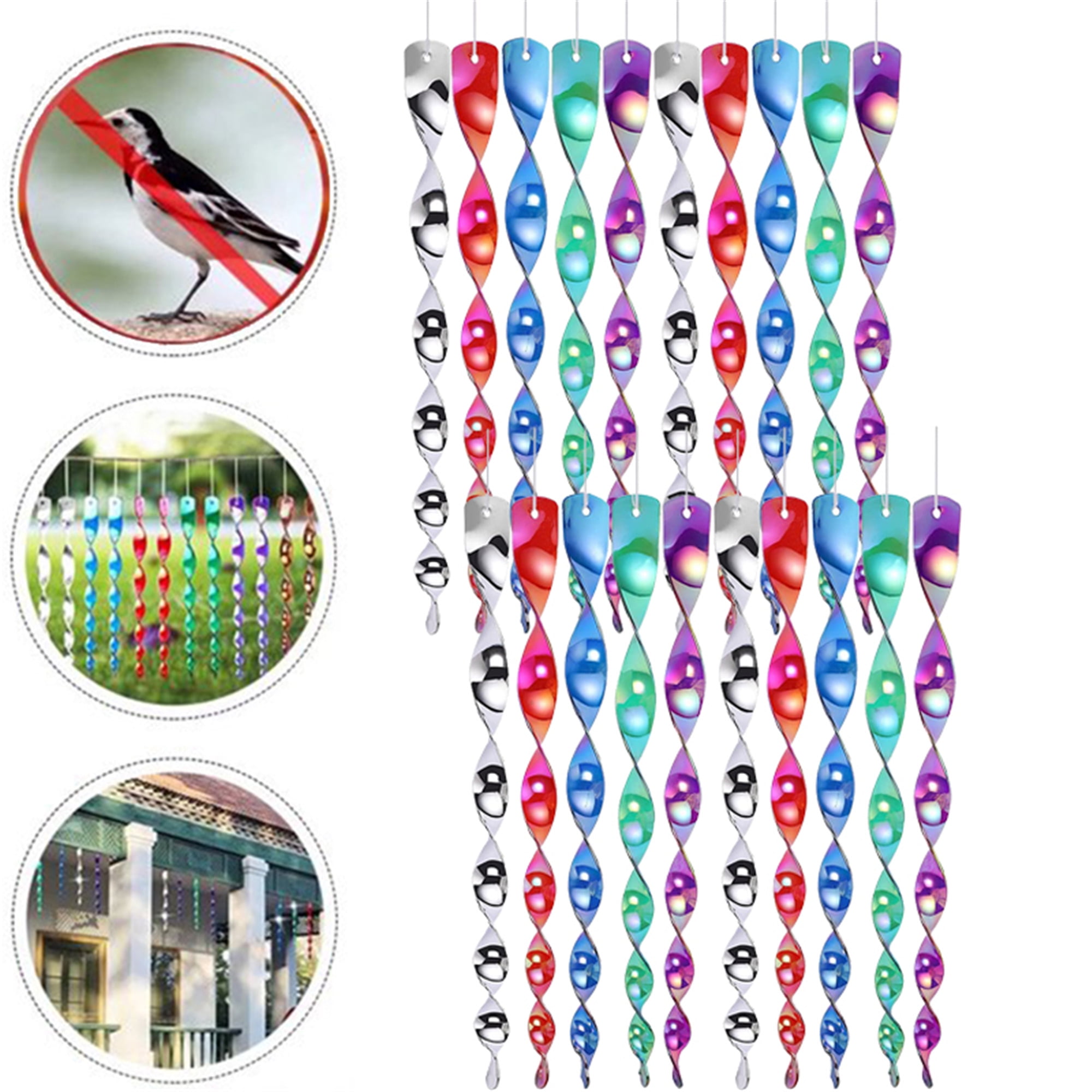 Elbourn 12Inch Bird Repellent Reflective Scare Rods Ornamental