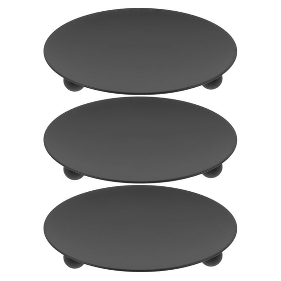 SHIYUU VICASKY 3Pcs Iron Candle Holders Black Plate Base Modern Decorative Pillar