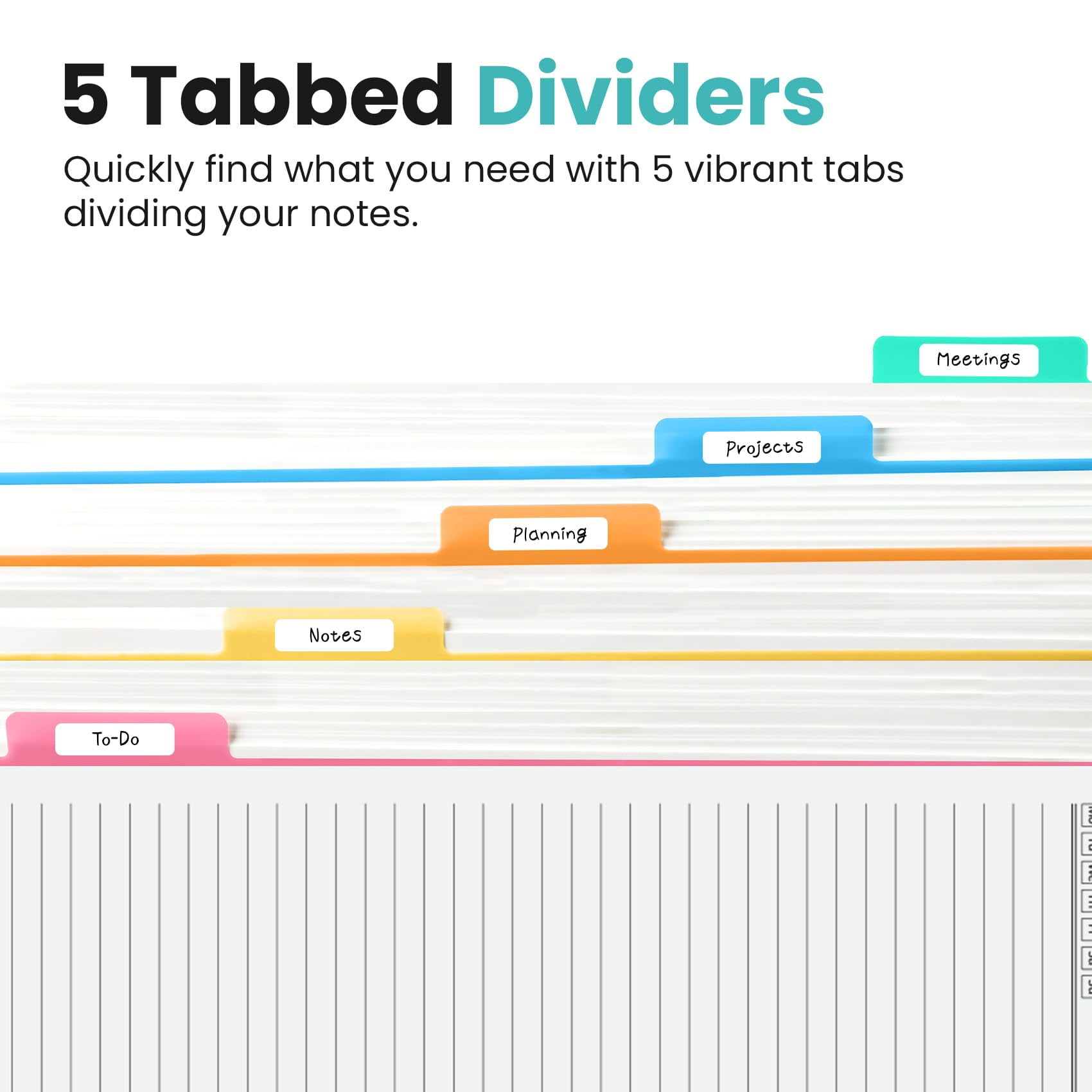 Hardcover Spiral Journal Notebooks For Work With Removable Dividers & Tabs  8.5"x11" 5 Subject Notebook Note Taking Organizer A4 College Ruled Lined Women Writing Aquamarine 280 Pages