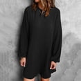 thumbnail image 4 of HAPIMO Women's Cotton Lined Winter Mini Loose Dress Pajamas Solid Color Round Neck Elegant Casual Soft Fleece Trendy Clearance Spring Long Sleeve Black L, 4 of 9