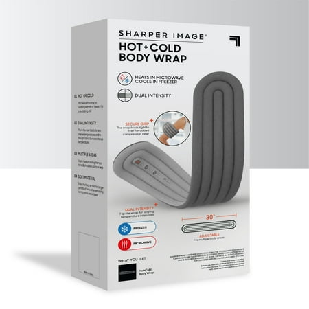 Sharper Image - Hot + Cold Body Wrap, Dual Intensity Soft Fabric for Neck, Shoulders, Legs & Arms - Gray