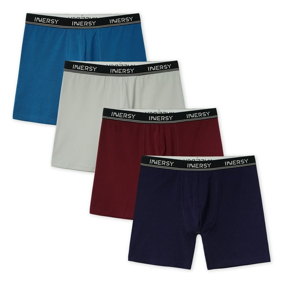 INNERSY Men's Anti chafing Underwear Moisture Wicking Breathable Boxer Briefs 4 Pack(Large,Vintage)