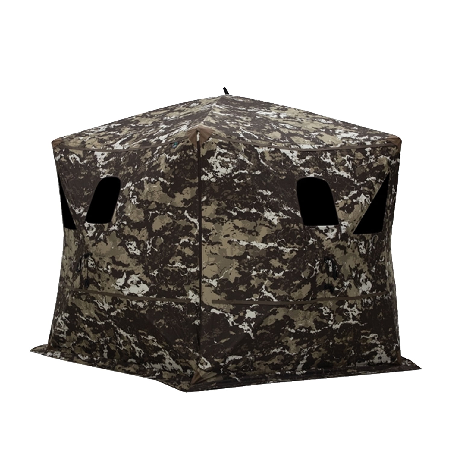 Barronett Blockout 5 Pop Up 4 Person Hunting Blind Ground Tent, Crater Core Camo
