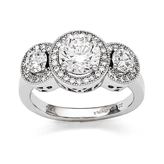 Sterling Silver and Cubic Zirconia Brilliant Embers Ring - Size 7