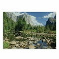 thumbnail image 1 of Yosemite Cutting Board, Fluffy Clouds Forest Stones River Yosemite National Park California Usa Waterscape, Decorative Tempered Glass Cutting and Serving Board, Small Size, Green Blue, by Ambesonne, 1 of 1