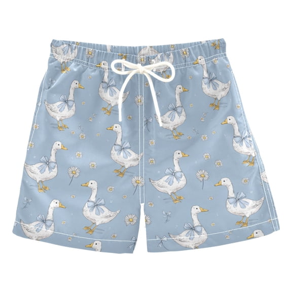 Kids' Beach Pants Comfortable Swim Trunks Cute Geese and Daisies Shorts for Pool Vacation and Lounge Wear 2T