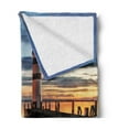 thumbnail image 2 of Lighthouse Soft Flannel Fleece Throw Blanket, Calm Dusk at Bay Lighthouse and Wooden Boardwalk Reflections on Water Clouds, Cozy Plush for Indoor and Outdoor Use, 60" x 80", Multicolor, by Ambesonne, 2 of 5